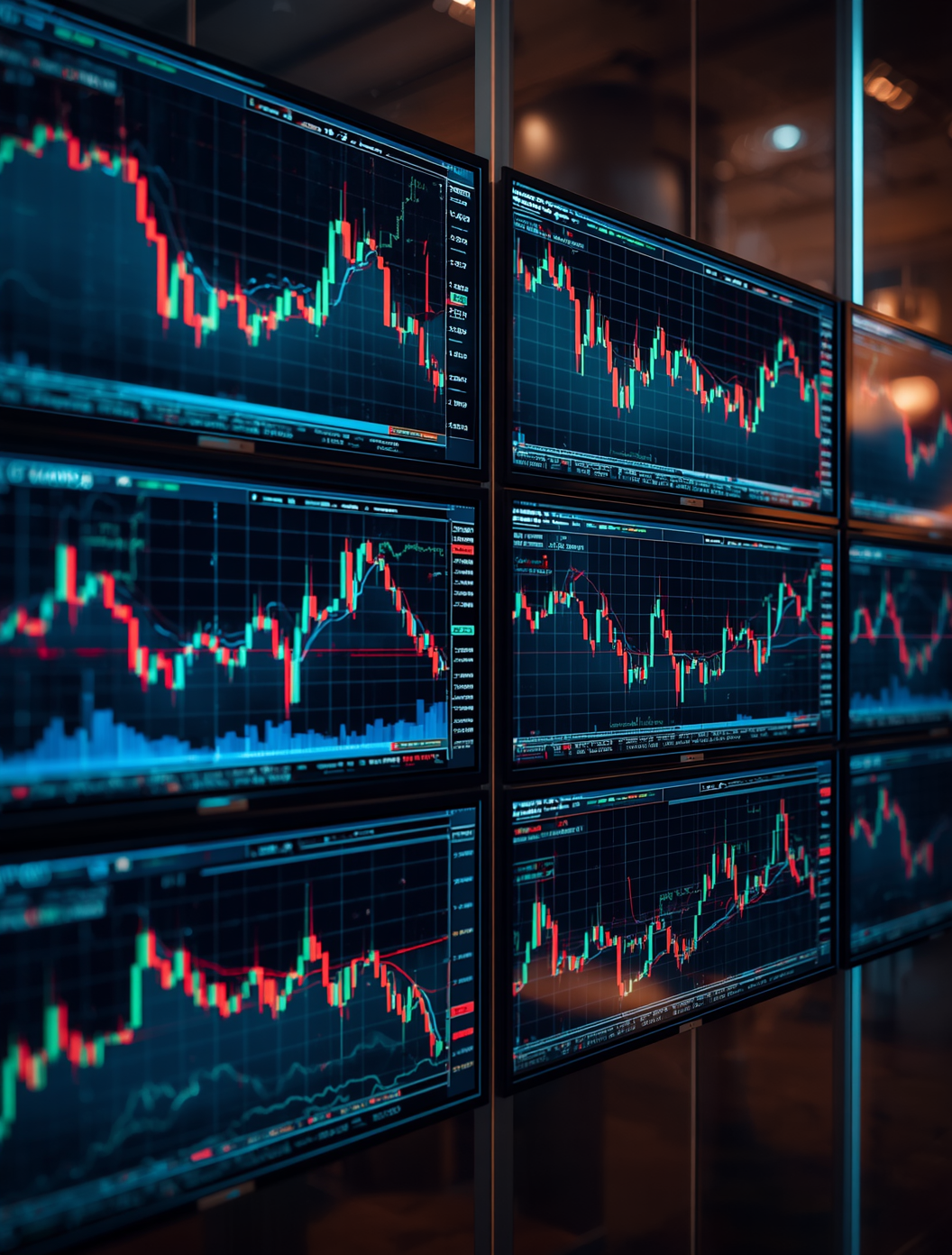 Écrans de trading avec graphiques financiers