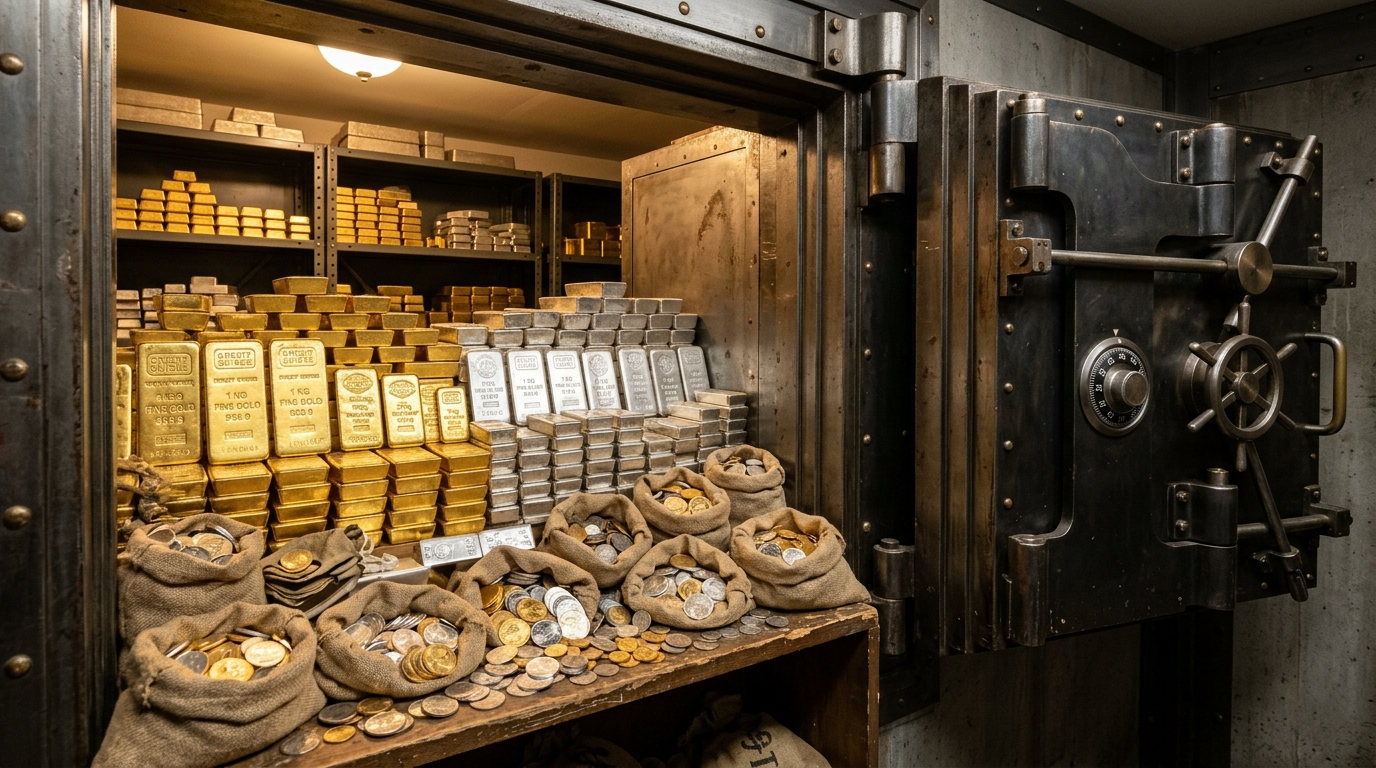 Coffre fort lingots et pièces d'or et argent physique